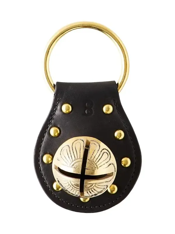 Belsnickel Enterprises 1 Brass Bell on Studded Leather Door Hanger