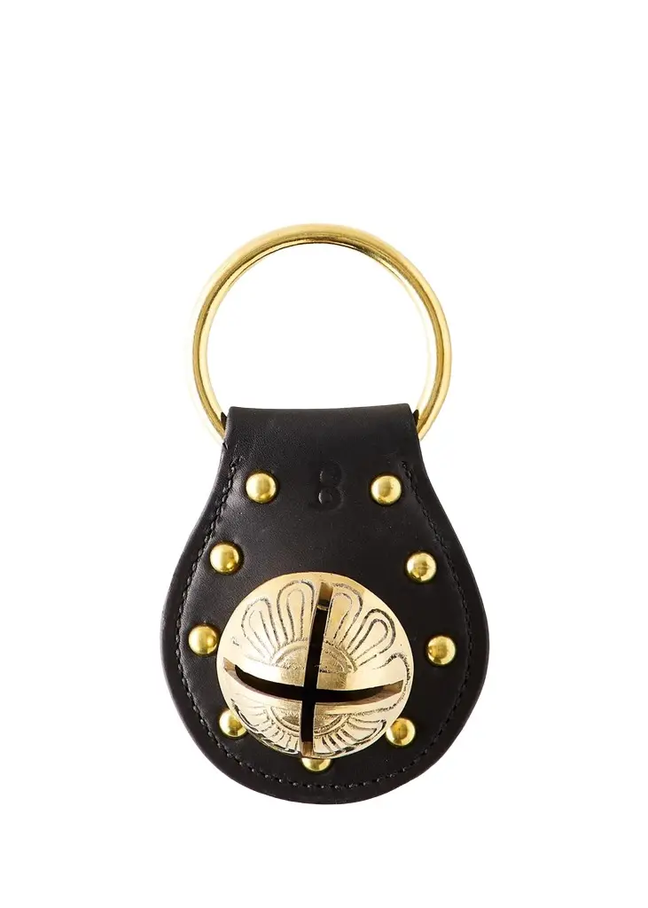 Belsnickel Enterprises 1 Brass Bell on Studded Leather Door Hanger