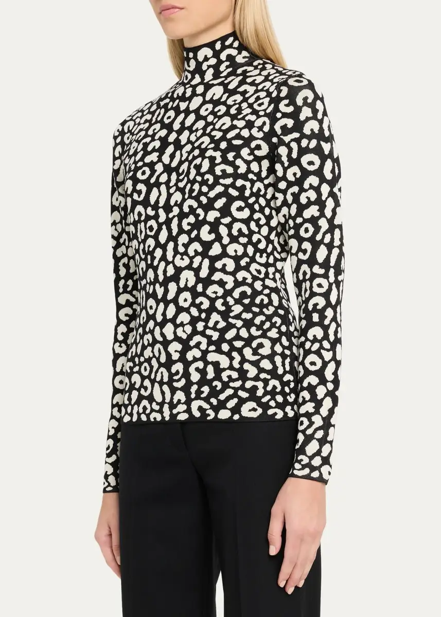 Carolina Herrera Leopard-Print Silke-Blend Turtleneck Sweater | Thumbnail 4 Carolina Herrera Leopard-Print Silke-Blend Turtleneck Sweater | Thumbnail 4