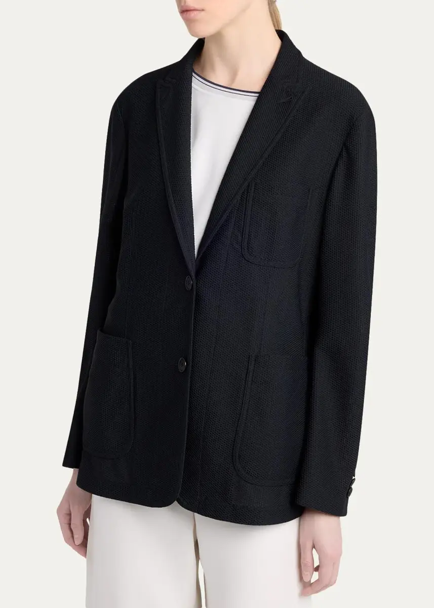 Giorgio Armani Patch Pocket Mesh Blazer | Thumbnail 4 Giorgio Armani Patch Pocket Mesh Blazer | Thumbnail 4