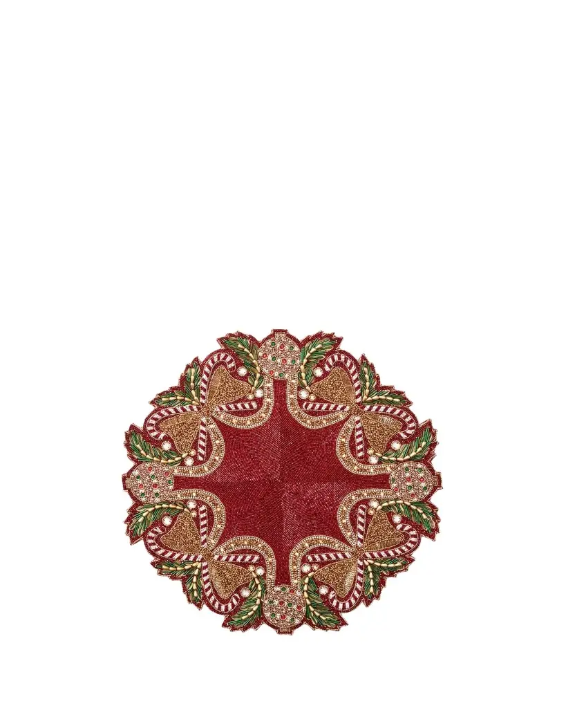 Kim Seybert Candy Cane Bow Beaded Placemat