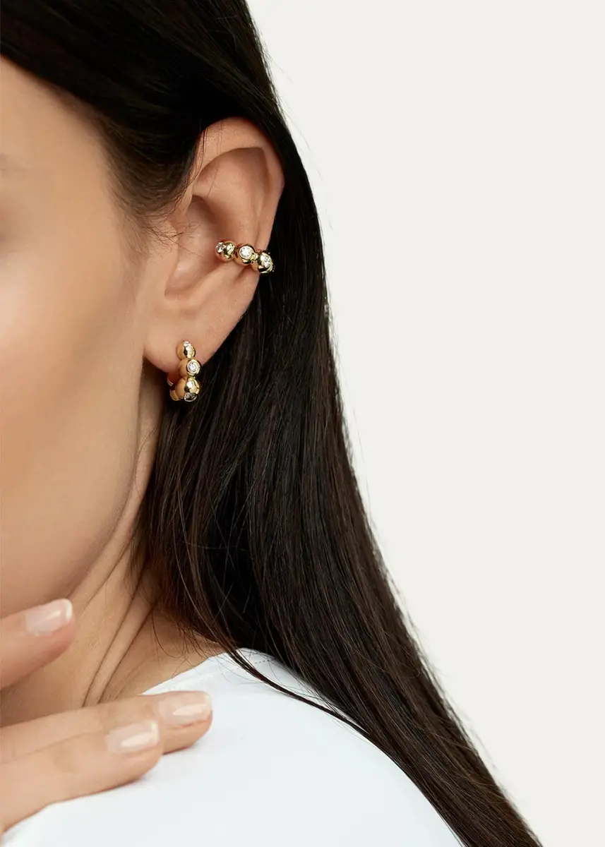 Melissa Kaye 18K Yellow Gold Diamond Audrey Huggie Hoop Earrings | Thumbnail 2 Melissa Kaye 18K Yellow Gold Diamond Audrey Huggie Hoop Earrings | Thumbnail 2