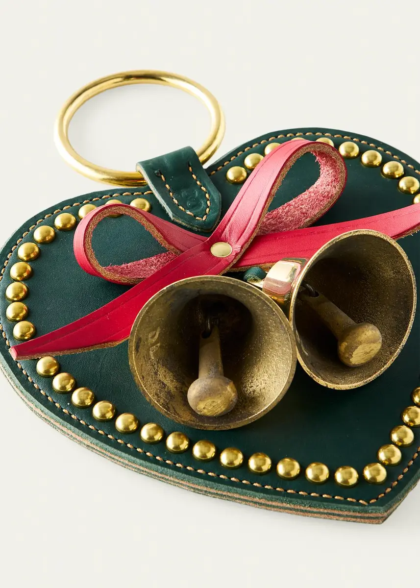 Belsnickel Enterprises 2 Brass Bells on Studded Leather Heart Door Hanger | Thumbnail 2 Belsnickel Enterprises 2 Brass Bells on Studded Leather Heart Door Hanger | Thumbnail 2