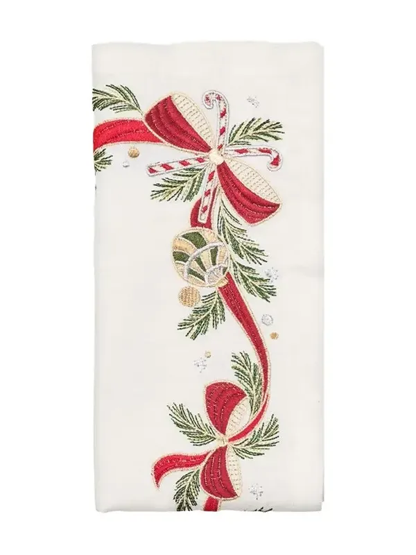 Kim Seybert Tinsel Bow Embroidered Napkin