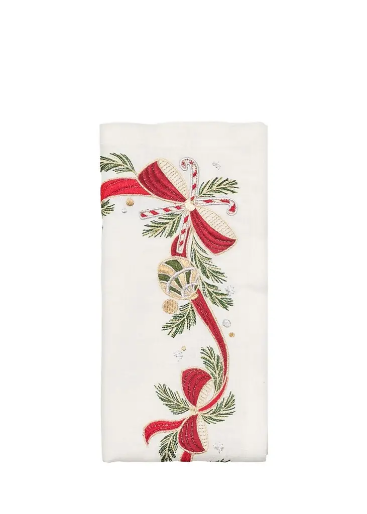 Kim Seybert Tinsel Bow Embroidered Napkin