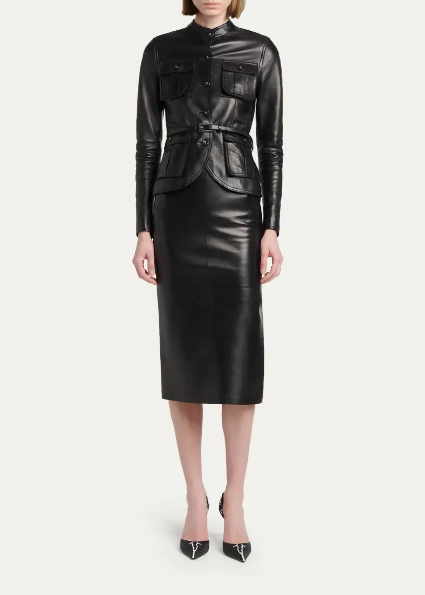 Tom Ford Silky Guanteria Lambskin Leather Belted Pencil Skirt | Thumbnail 2 Tom Ford Silky Guanteria Lambskin Leather Belted Pencil Skirt | Thumbnail 2
