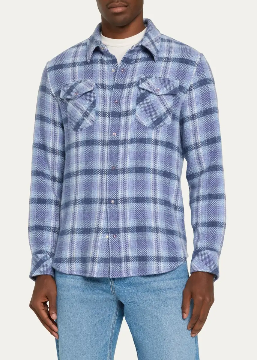 God’s True Cashmere Men's Plaid Cashmere Shirt | Thumbnail 9 God’s True Cashmere Men's Plaid Cashmere Shirt | Thumbnail 9