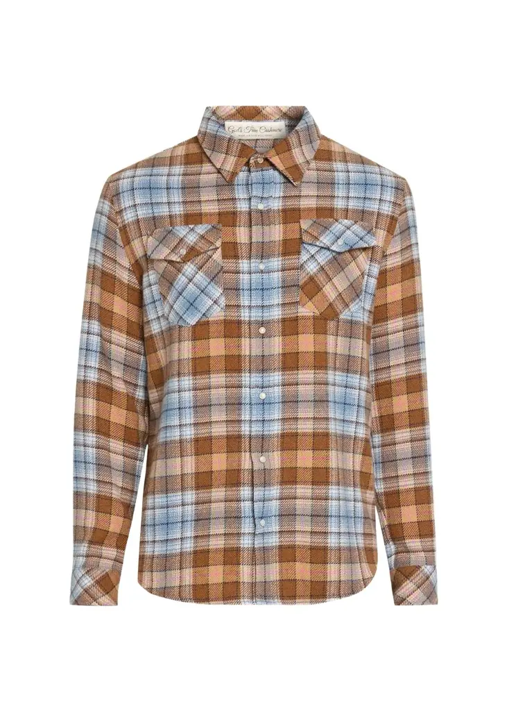 God’s True Cashmere Men's Plaid Cashmere Shirt