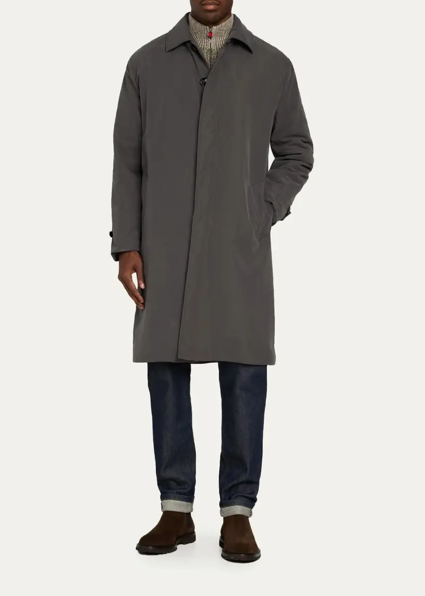 Kiton Men's Concealed-Placket Raincoat | Thumbnail 2 Kiton Men's Concealed-Placket Raincoat | Thumbnail 2