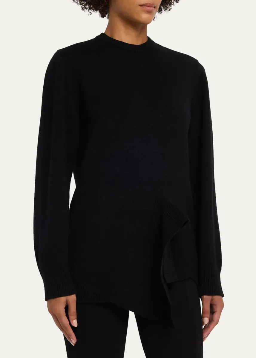 TOTEME Asymmetric Wool-Cashmere Knit Sweater | Thumbnail 4