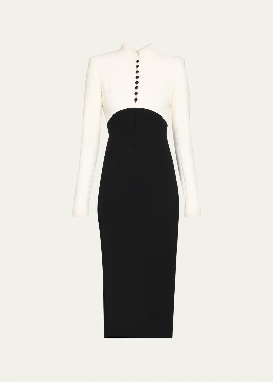 Colorblocked Stretch Wool Crêpe Cocktail Dress Colorblocked Stretch Wool Crêpe Cocktail Dress