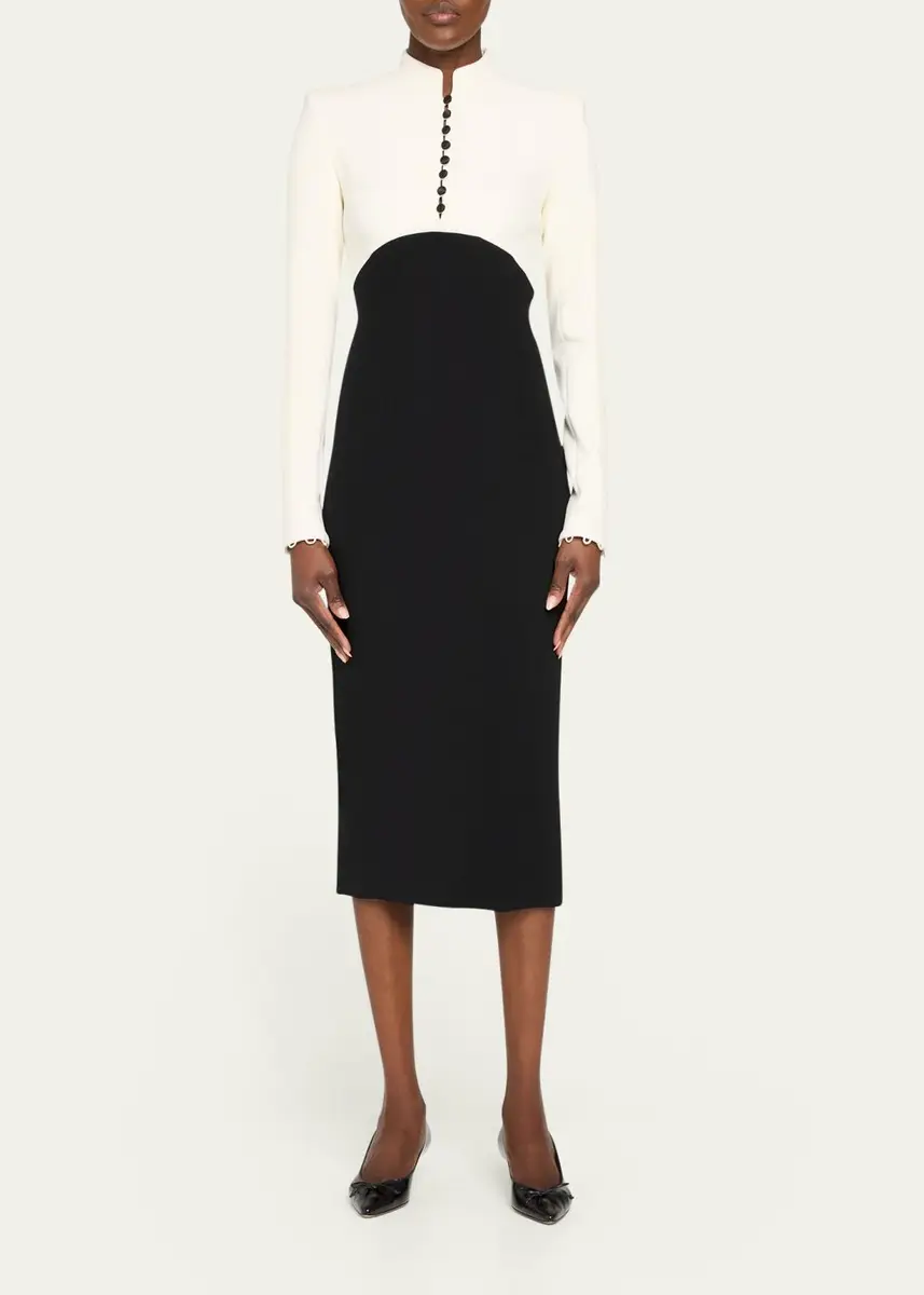 Sergio Hudson Colorblocked Stretch Wool Crêpe Cocktail Dress | Thumbnail 2 Sergio Hudson Colorblocked Stretch Wool Crêpe Cocktail Dress | Thumbnail 2