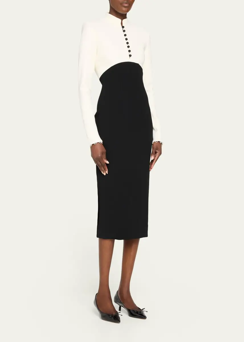 Sergio Hudson Colorblocked Stretch Wool Crêpe Cocktail Dress | Thumbnail 4 Sergio Hudson Colorblocked Stretch Wool Crêpe Cocktail Dress | Thumbnail 4