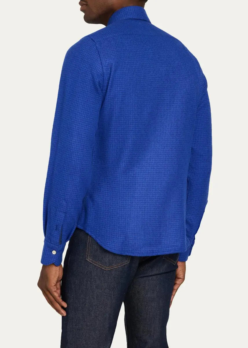Kiton Men's Cashmere Houndstooth Overshirt | Thumbnail 3 Kiton Men's Cashmere Houndstooth Overshirt | Thumbnail 3