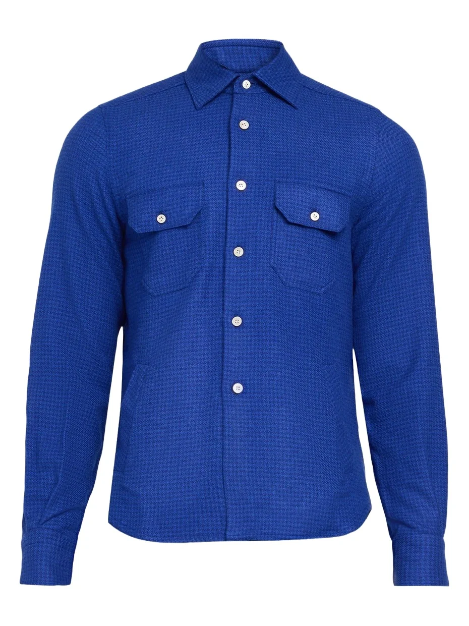 Kiton Men's Cashmere Houndstooth Overshirt