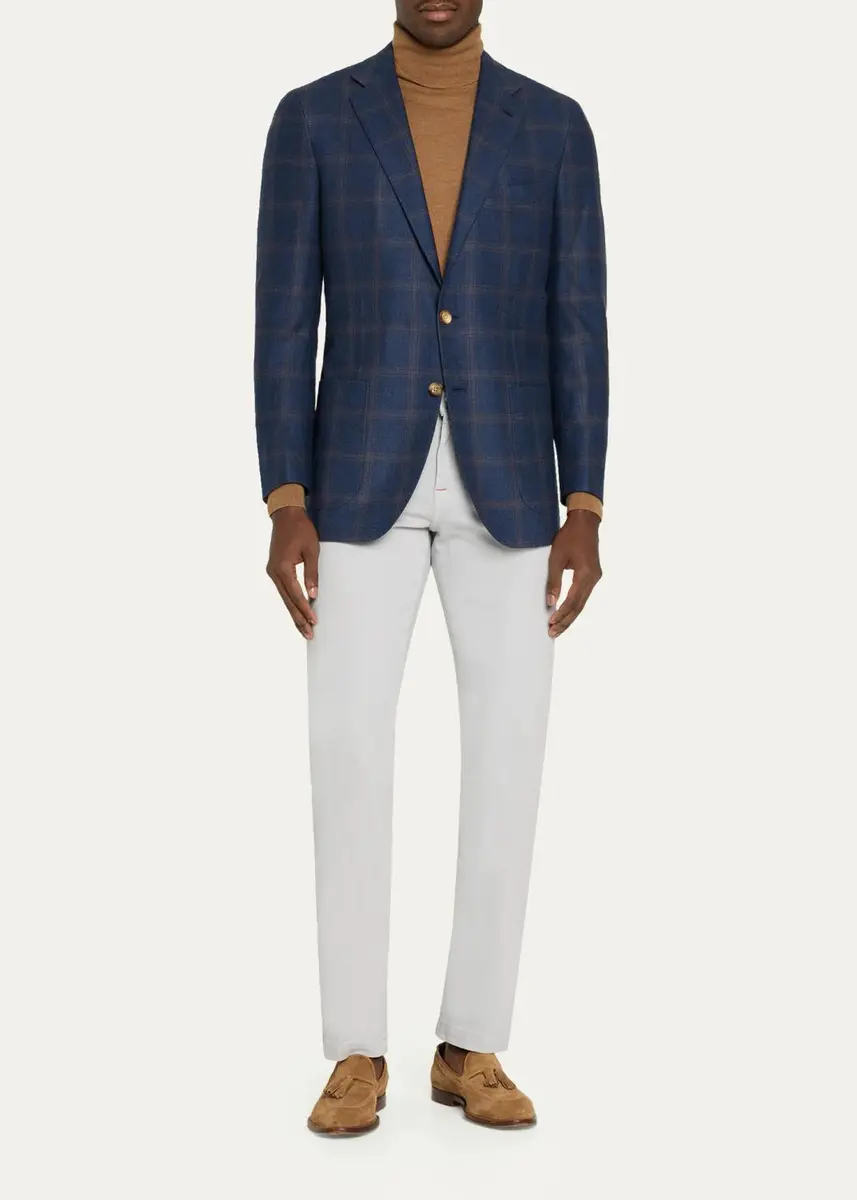 Kiton Men's Cashmere & Wool Windowpane Single-Breasted Sport Coat | Thumbnail 2 Kiton Men's Cashmere & Wool Windowpane Single-Breasted Sport Coat | Thumbnail 2