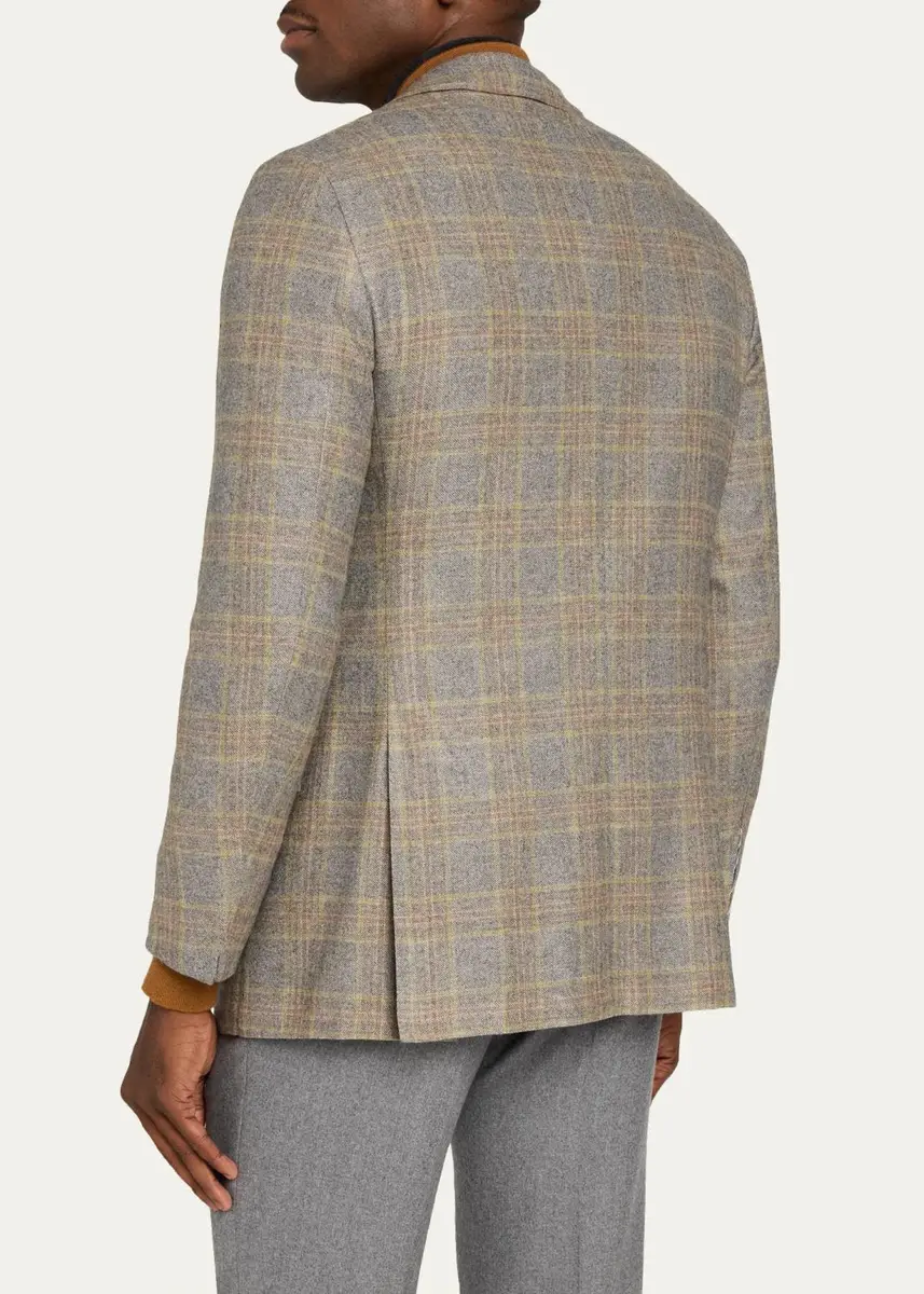 Kiton Men's Cashmere Windowpane Plaid Single-Breasted Sport Coat | Thumbnail 3 Kiton Men's Cashmere Windowpane Plaid Single-Breasted Sport Coat | Thumbnail 3