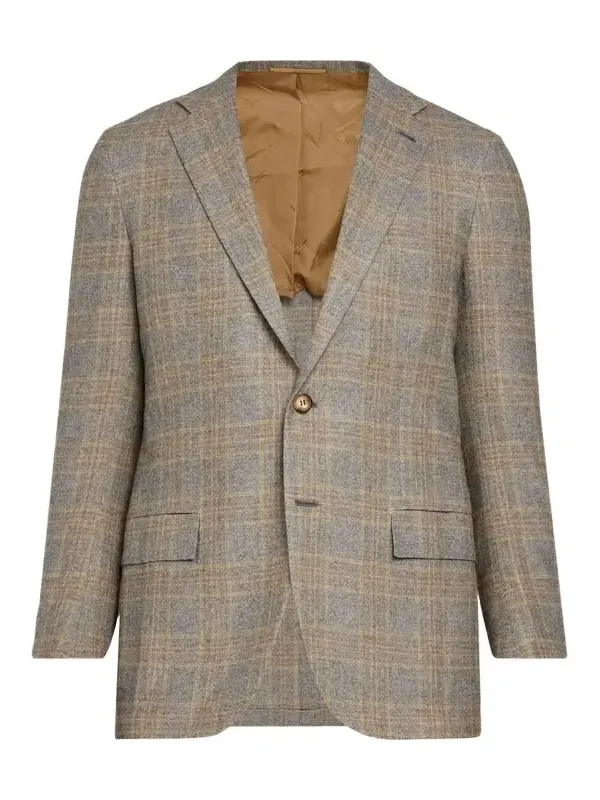 Kiton Men's Cashmere Windowpane Plaid Single-Breasted Sport Coat
