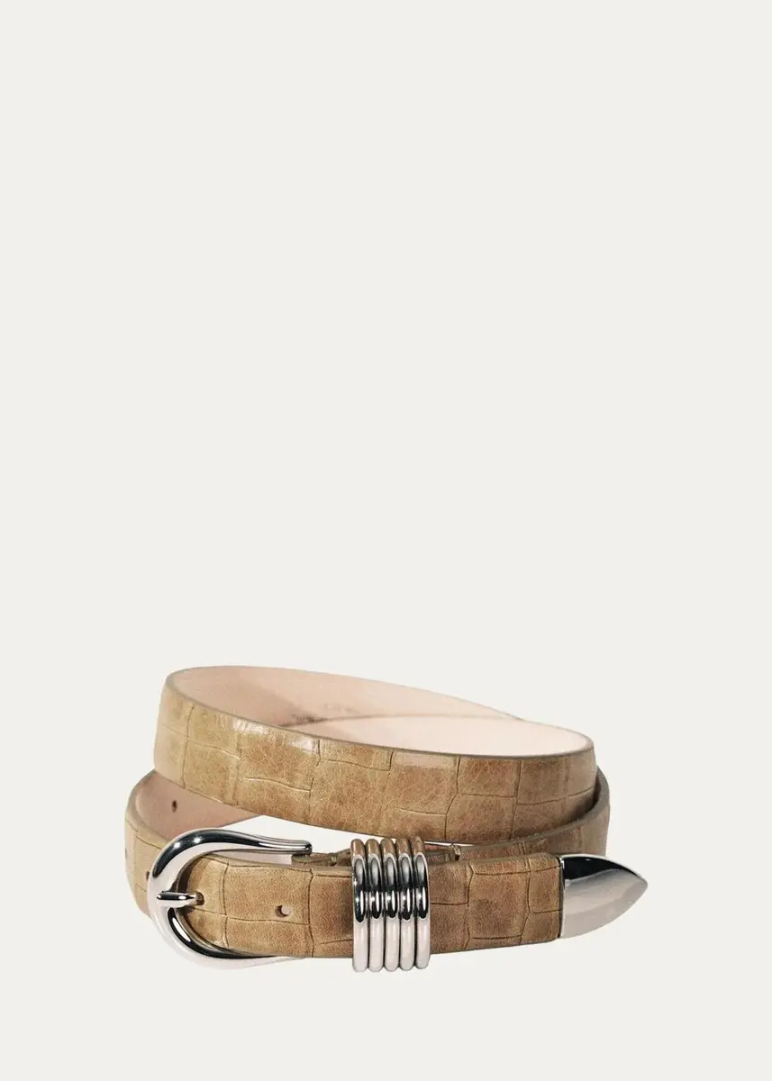 Déhanche Hollyhock Alligator-Embossed Leather Belt | Thumbnail 2