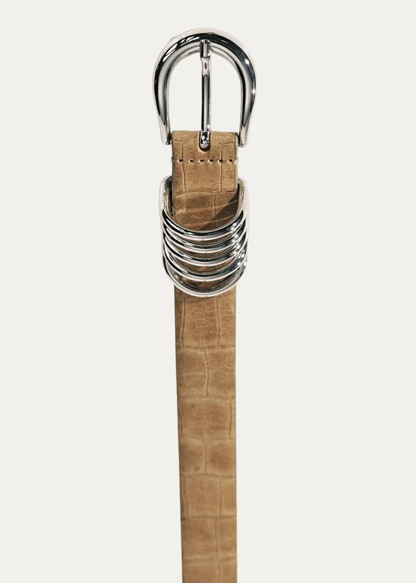 Déhanche Hollyhock Alligator-Embossed Leather Belt | Thumbnail 3