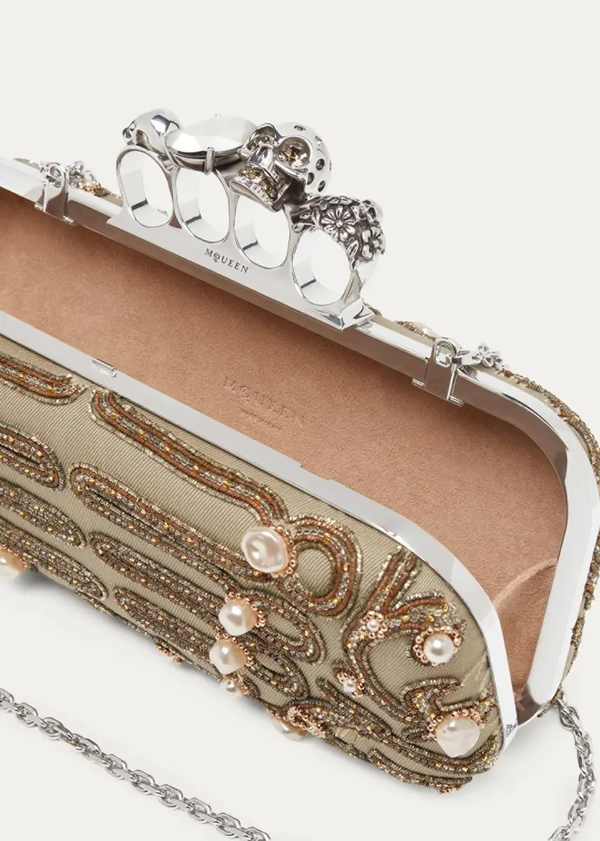 Alexander McQueen Long Embroidered Knuckle Clutch Bag | Thumbnail 2