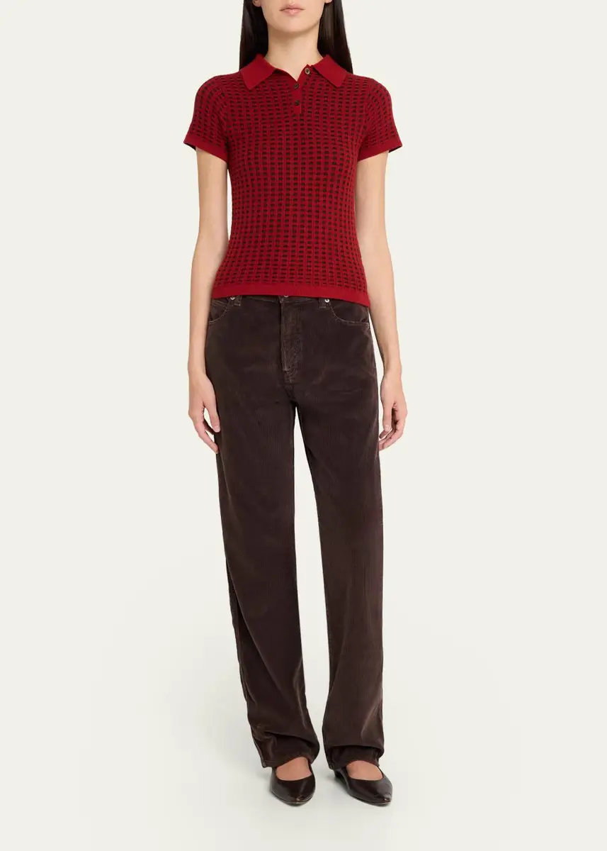 Guest In Residence Cashmere Waffle-Stitched Shrunken Polo Sweater | Thumbnail 2 Guest In Residence Cashmere Waffle-Stitched Shrunken Polo Sweater | Thumbnail 2