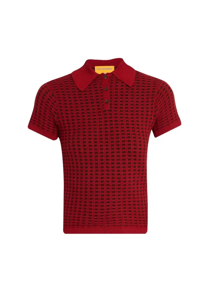 Guest In Residence Cashmere Waffle-Stitched Shrunken Polo Sweater