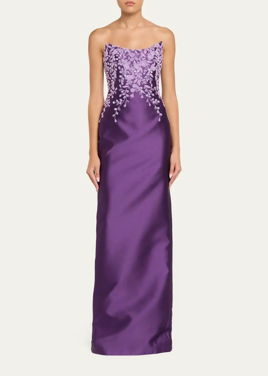 PAMELLA ROLAND Beaded Strapless Silk Column Gown | Thumbnail 2 PAMELLA ROLAND Beaded Strapless Silk Column Gown | Thumbnail 2