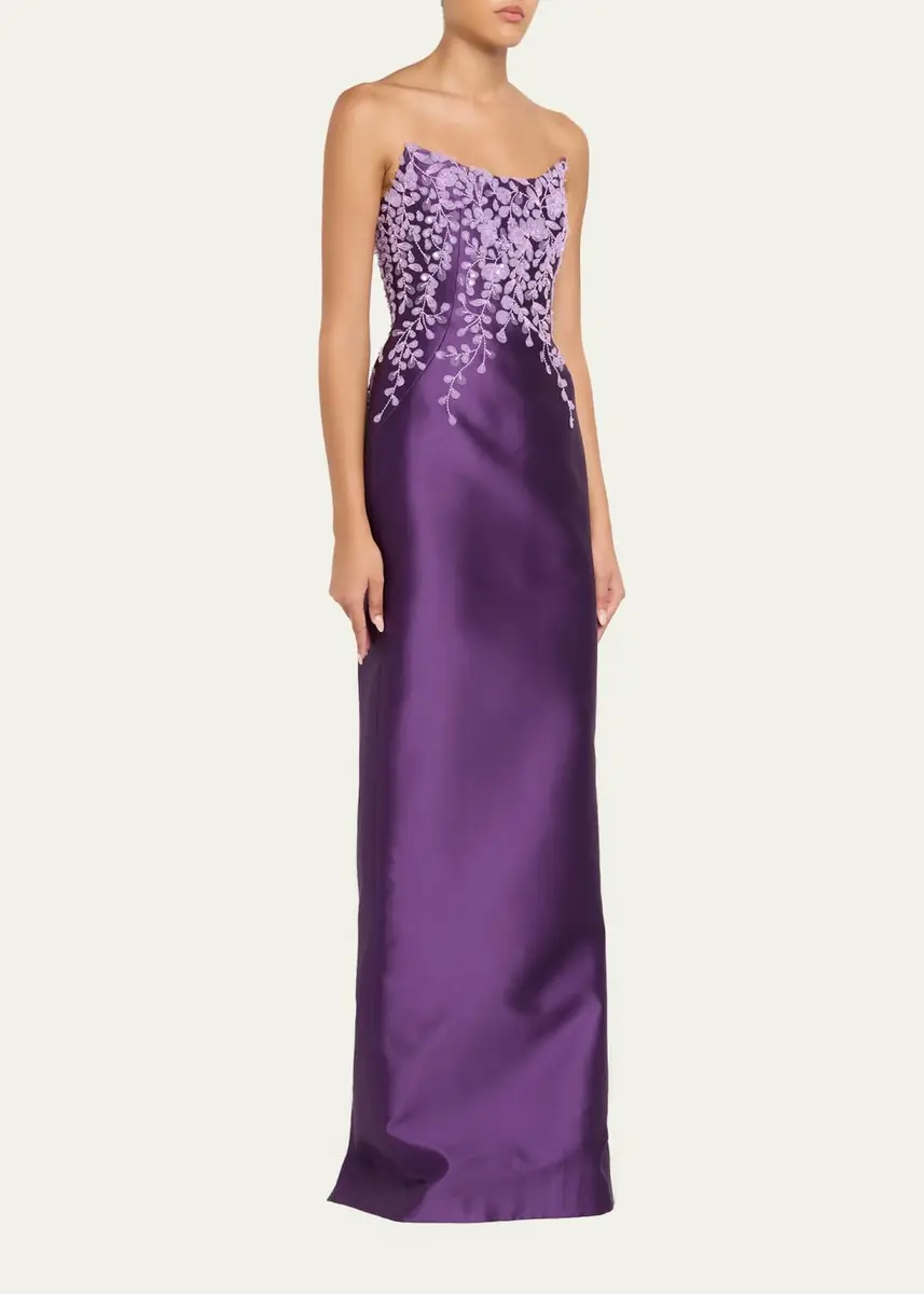 PAMELLA ROLAND Beaded Strapless Silk Column Gown | Thumbnail 4 PAMELLA ROLAND Beaded Strapless Silk Column Gown | Thumbnail 4