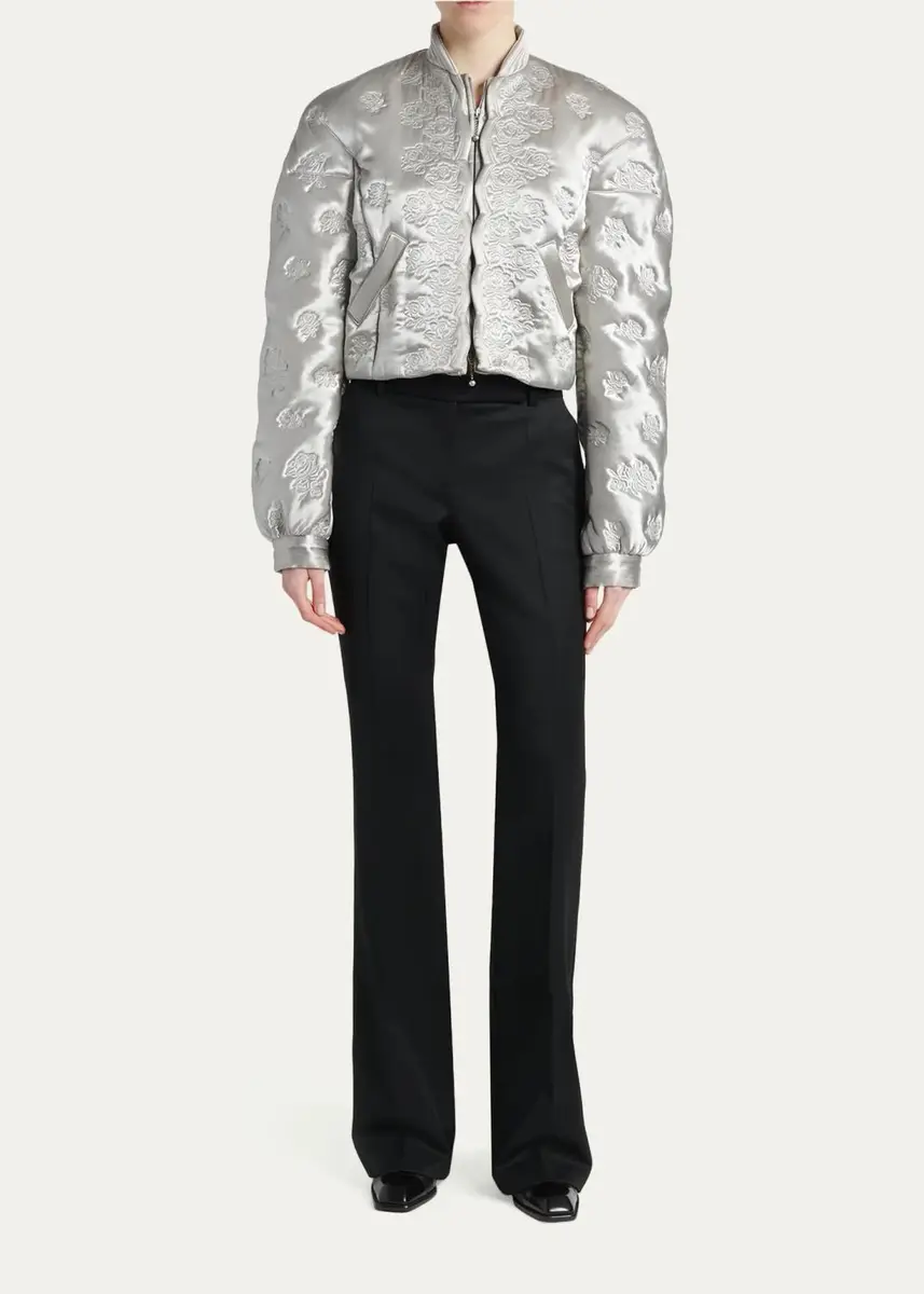 Alexander McQueen Rose Quilted Satin Crop Bomber Jacket | Thumbnail 2