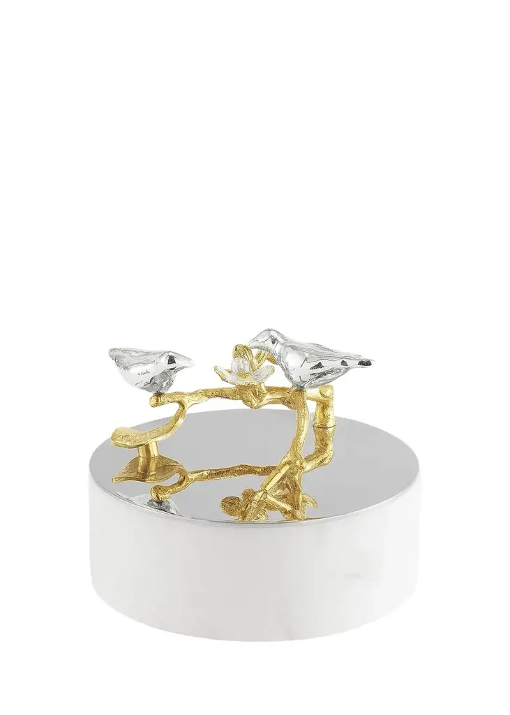 Lovebirds Silver & Gold Trinket Box