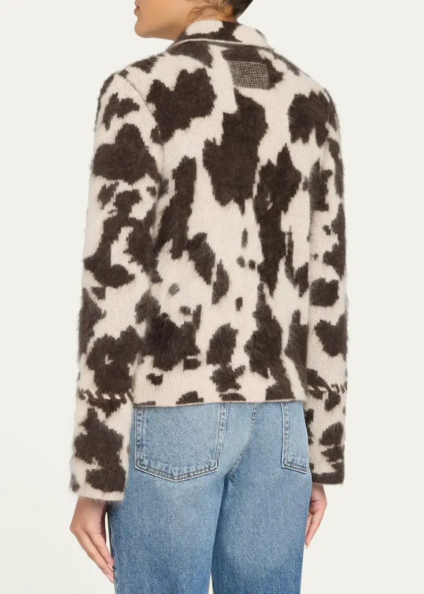 Guest In Residence Grizzly Cowhide-Print Cashmere Jacket | Thumbnail 3 Guest In Residence Grizzly Cowhide-Print Cashmere Jacket | Thumbnail 3