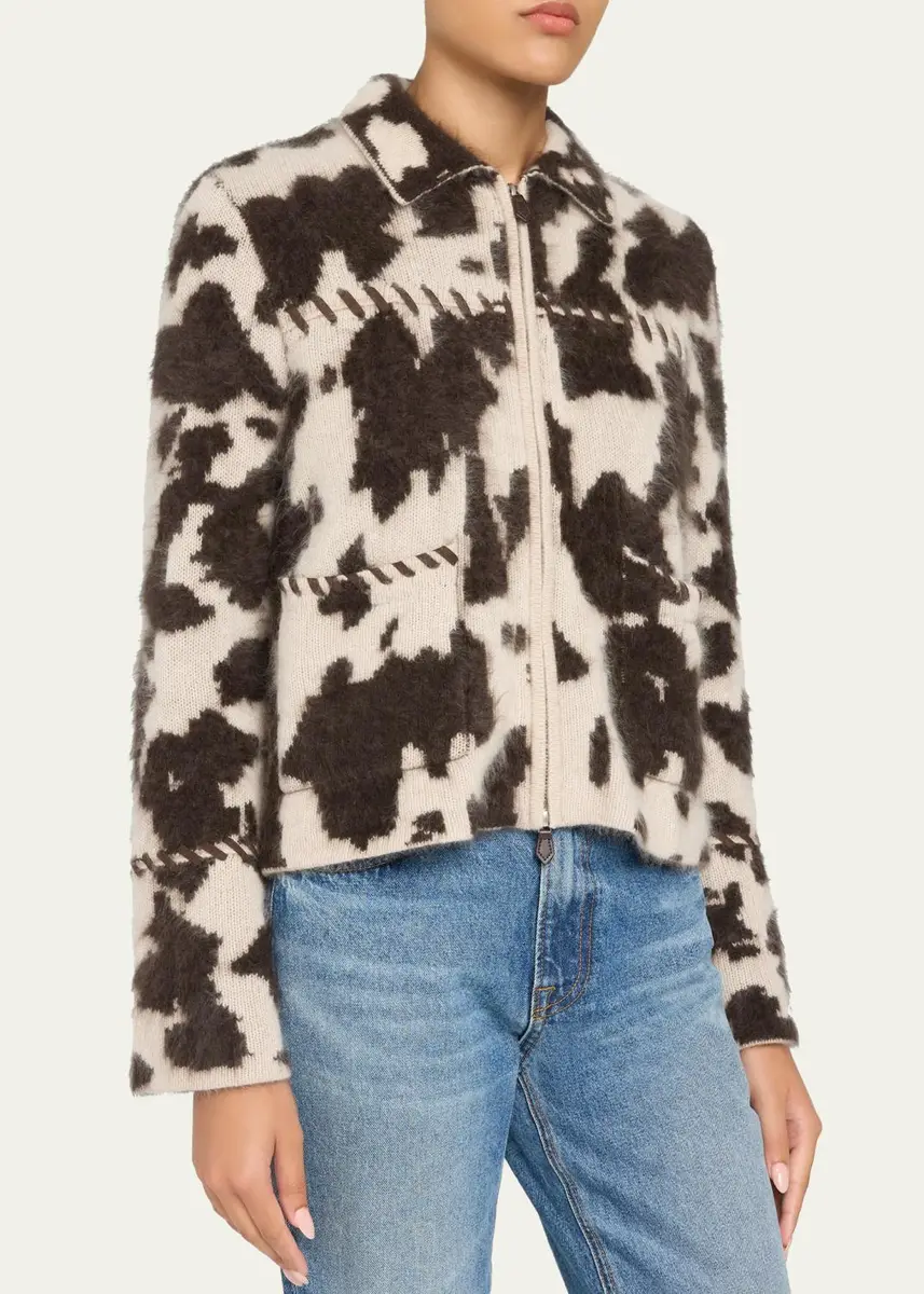 Guest In Residence Grizzly Cowhide-Print Cashmere Jacket | Thumbnail 4 Guest In Residence Grizzly Cowhide-Print Cashmere Jacket | Thumbnail 4