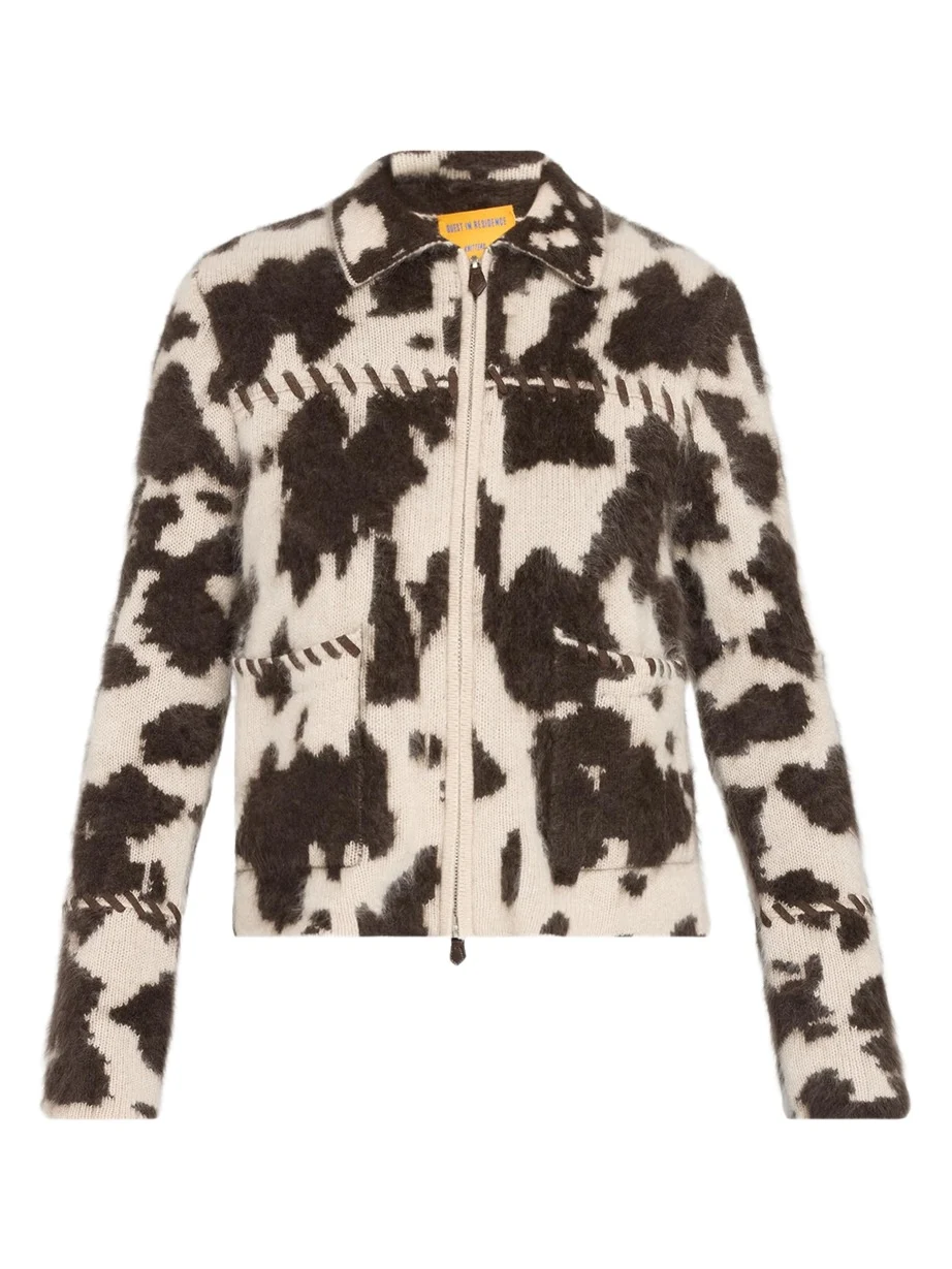 Grizzly Cowhide-Print Cashmere Jacket Grizzly Cowhide-Print Cashmere Jacket