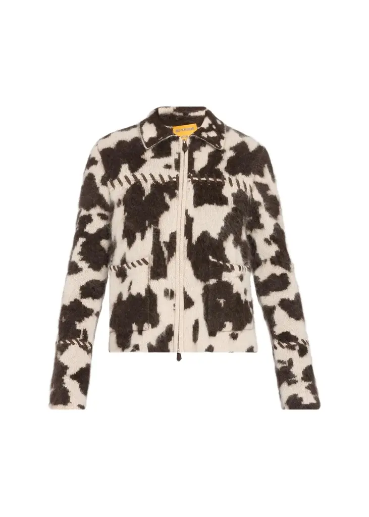 Guest In Residence Grizzly Cowhide-Print Cashmere Jacket
