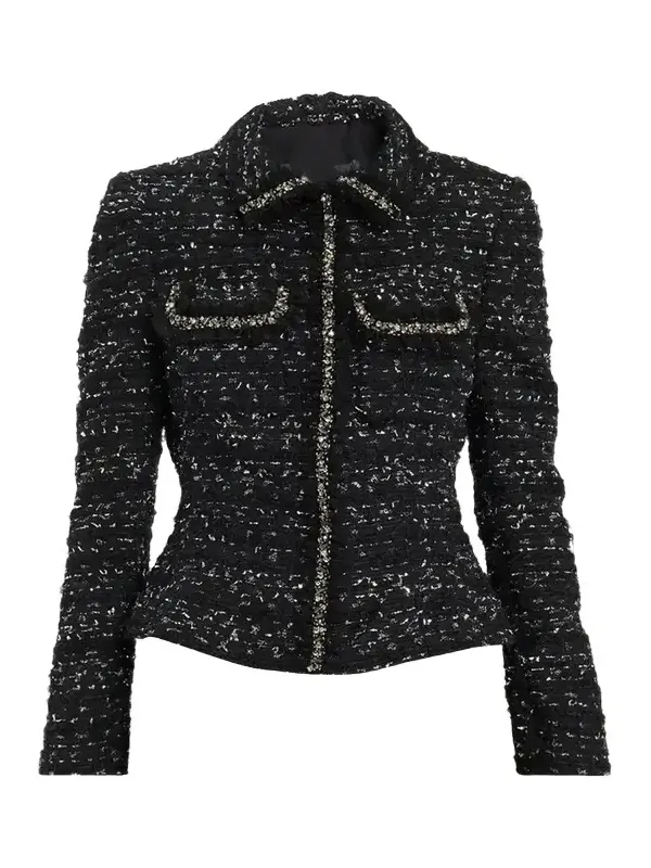 Rickie Freeman for Teri Jon Beaded Metallic Boucle Jacket
