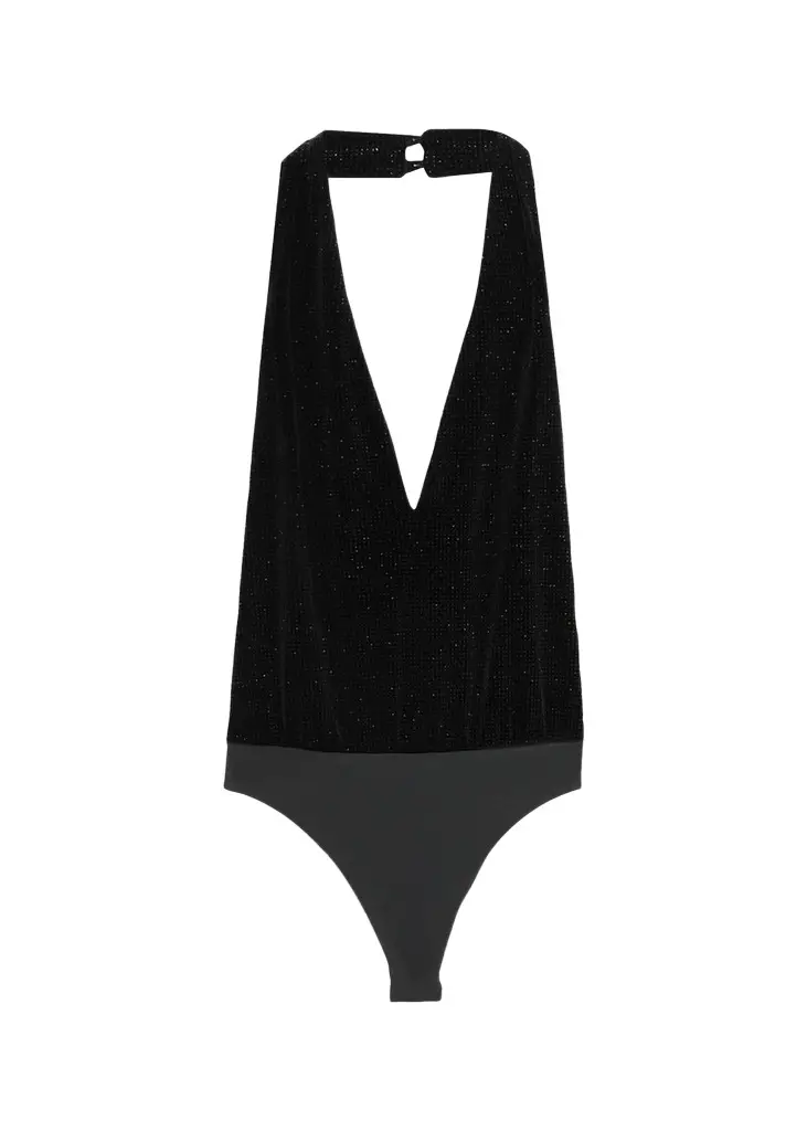 Ramy Brook Zia Halter Plunge Bodysuit