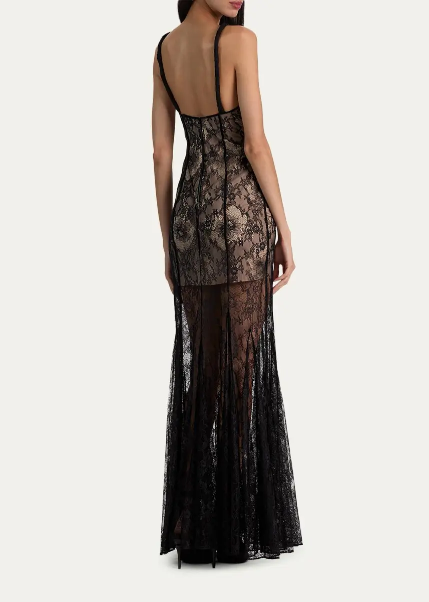 Alice + Olivia Alana Twist Strap Lace Godet Maxi Dress | Thumbnail 3 Alice + Olivia Alana Twist Strap Lace Godet Maxi Dress | Thumbnail 3
