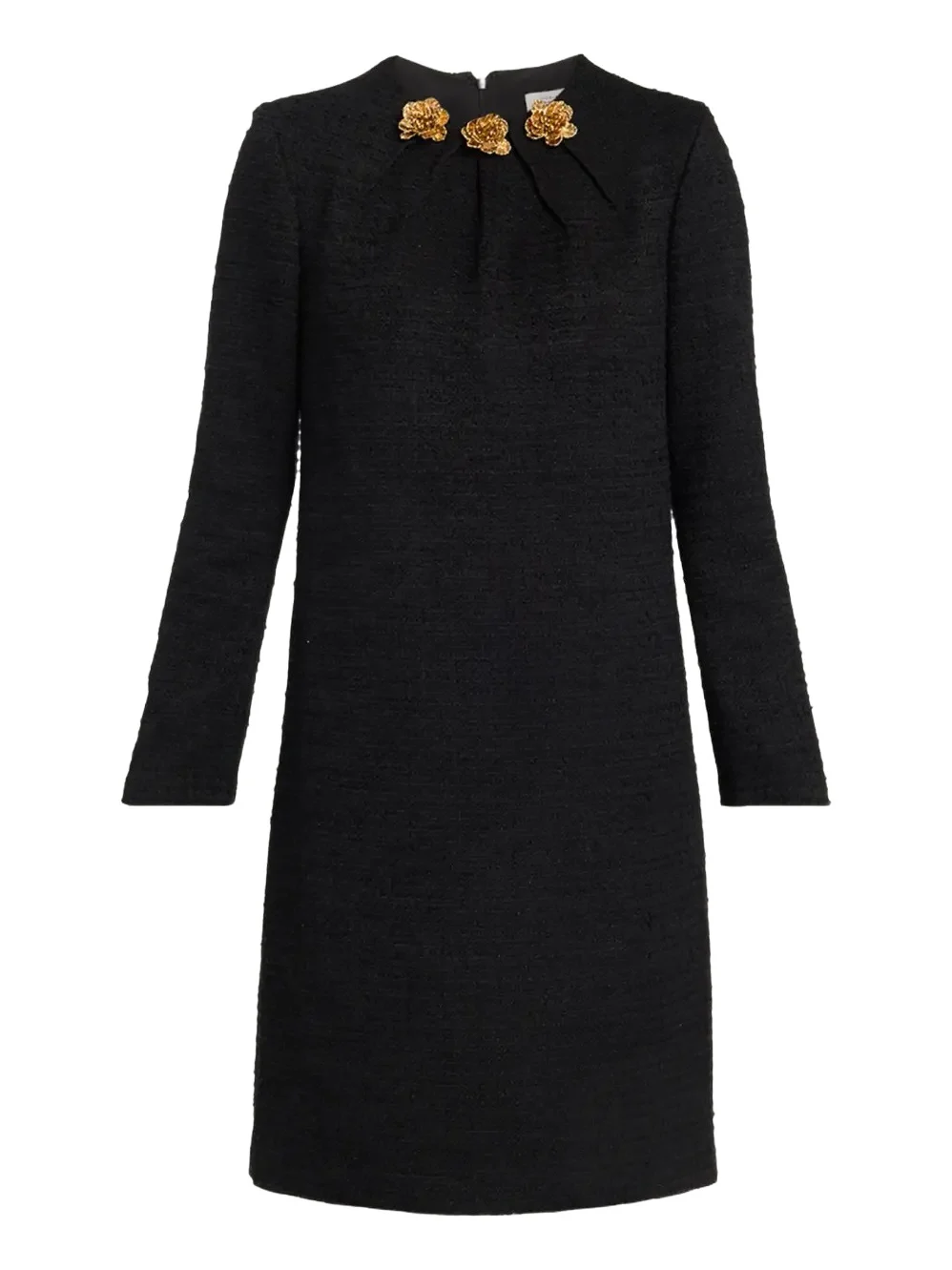 Floral Applique Tweed Shift Dress Floral Applique Tweed Shift Dress
