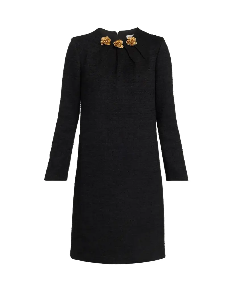 Rickie Freeman for Teri Jon Floral Applique Tweed Shift Dress