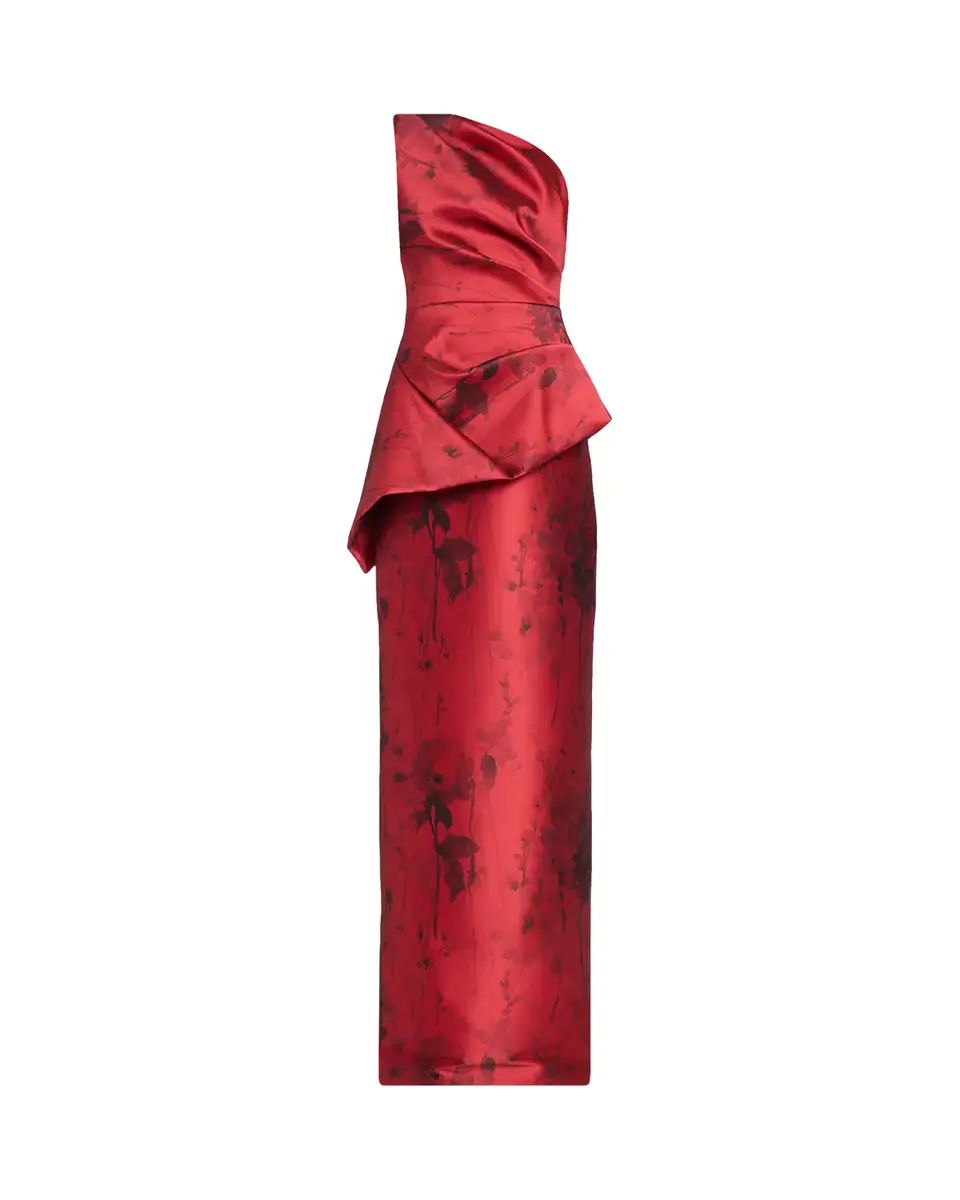 Rickie Freeman for Teri Jon Satin Floral One-Shoulder Gown | Thumbnail 2 Rickie Freeman for Teri Jon Satin Floral One-Shoulder Gown | Thumbnail 2