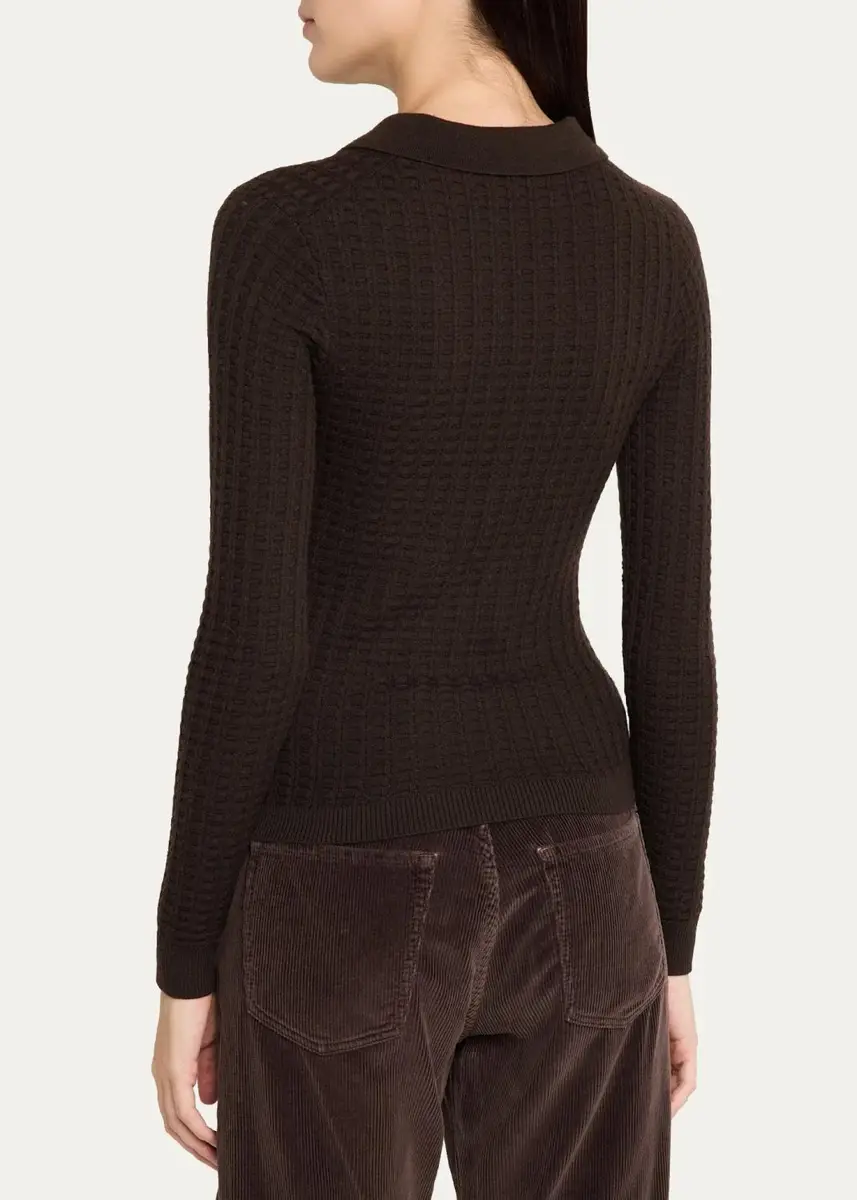 Guest In Residence Waffle-Knit Cashmere Polo Sweater | Thumbnail 3 Guest In Residence Waffle-Knit Cashmere Polo Sweater | Thumbnail 3