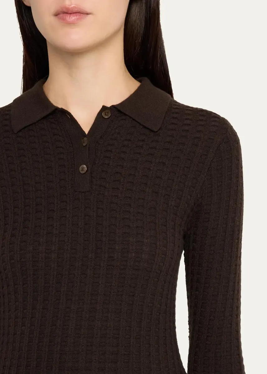 Guest In Residence Waffle-Knit Cashmere Polo Sweater | Thumbnail 5 Guest In Residence Waffle-Knit Cashmere Polo Sweater | Thumbnail 5