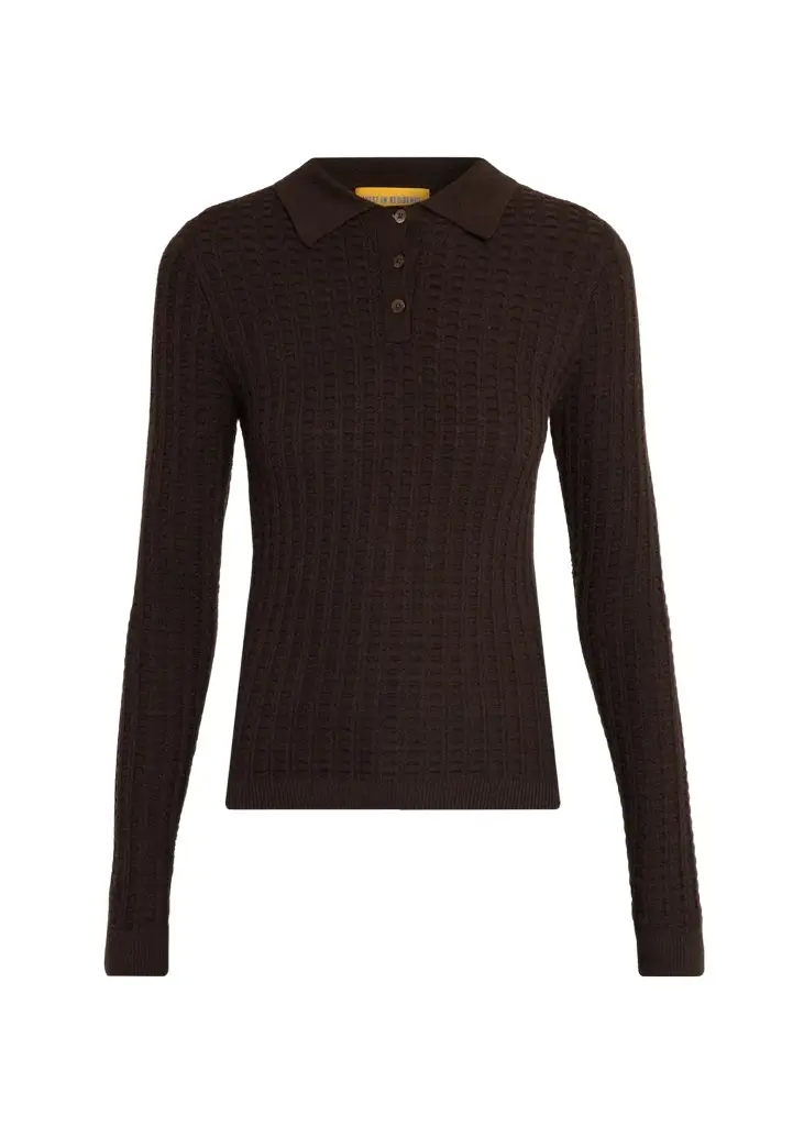 Waffle-Knit Cashmere Polo Sweater Waffle-Knit Cashmere Polo Sweater