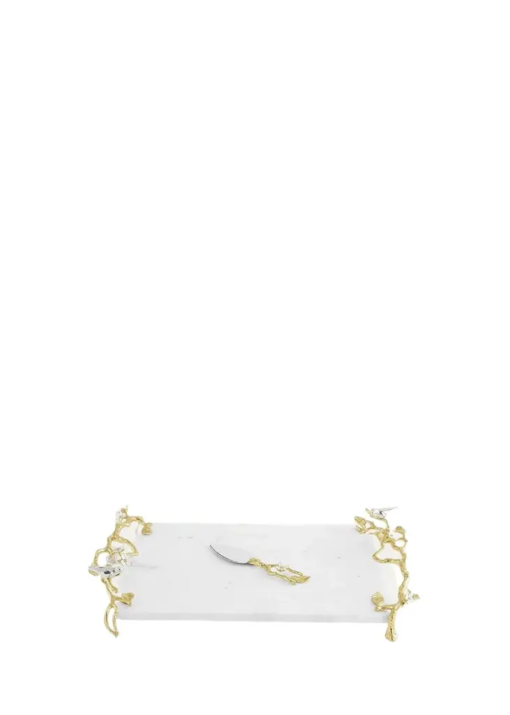 Lovebirds Silver & Gold Chesseboard with Knife Lovebirds Silver & Gold Chesseboard with Knife