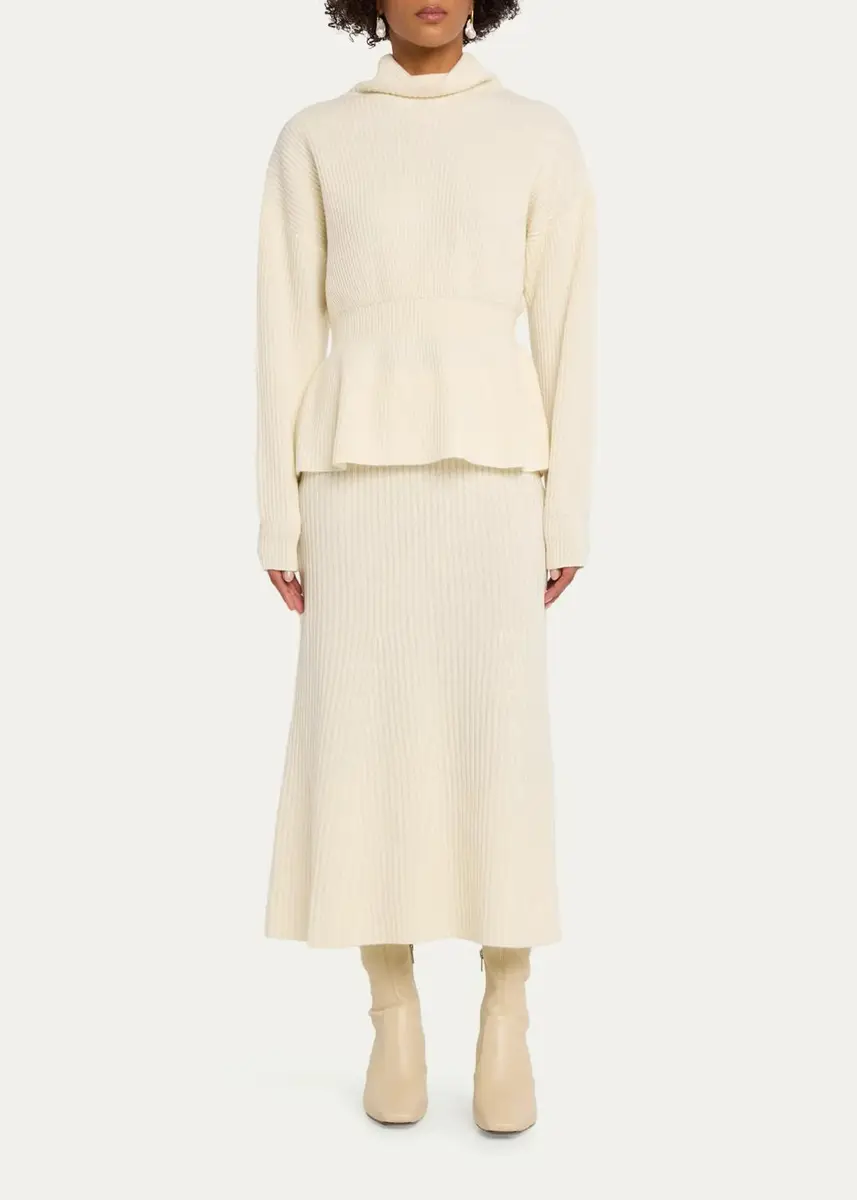Theory Mock-Neck Cinched-Waist Peplum Sweater | Thumbnail 2 Theory Mock-Neck Cinched-Waist Peplum Sweater | Thumbnail 2
