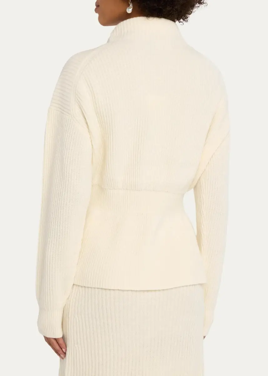 Theory Mock-Neck Cinched-Waist Peplum Sweater | Thumbnail 3 Theory Mock-Neck Cinched-Waist Peplum Sweater | Thumbnail 3