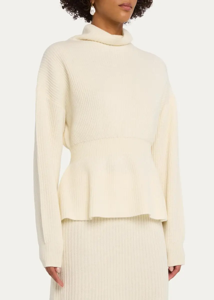 Theory Mock-Neck Cinched-Waist Peplum Sweater | Thumbnail 4 Theory Mock-Neck Cinched-Waist Peplum Sweater | Thumbnail 4