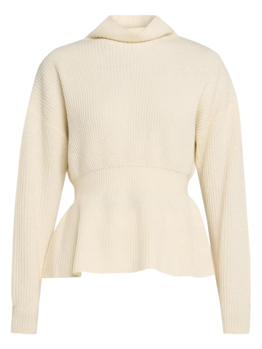 Theory Mock-Neck Cinched-Waist Peplum Sweater