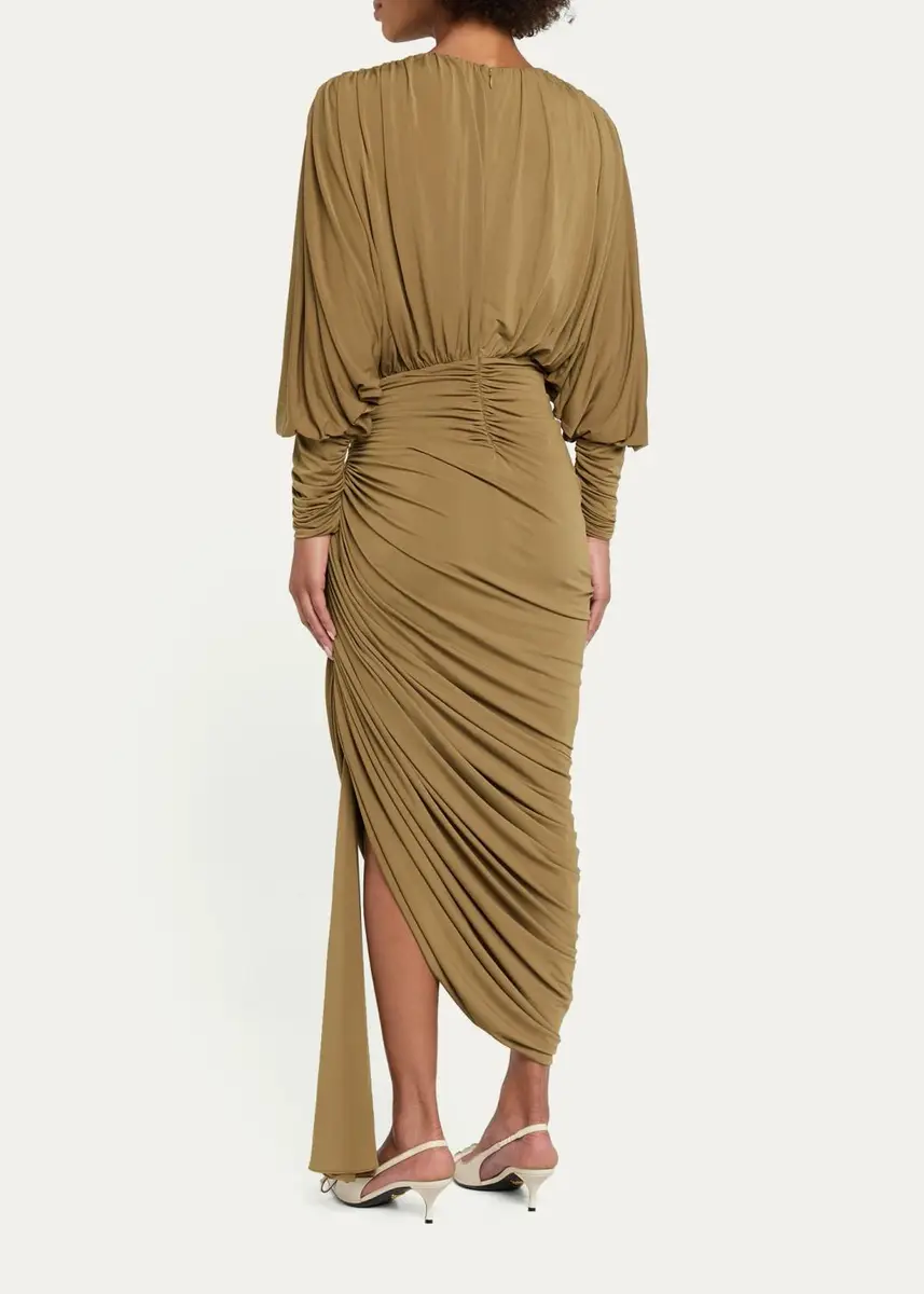 Et Ochs Gaia Draped Blouson Matte Jersey Midi Dress | Thumbnail 3 Et Ochs Gaia Draped Blouson Matte Jersey Midi Dress | Thumbnail 3
